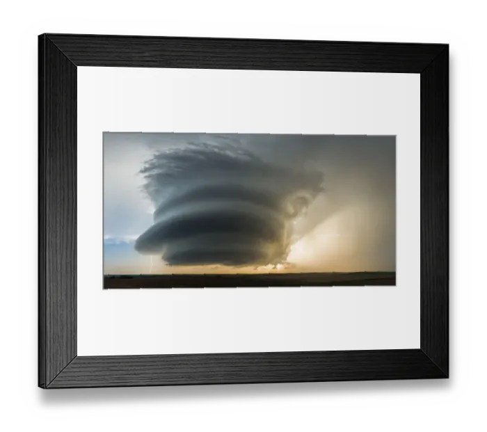 Framed Print : A rotating mesocyclone storm works its way across the Great Plains of Nebraska. USA
