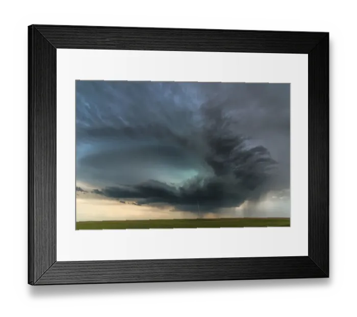 Framed Print : Dramatic looking super-cell storm cloud with cloud to ground lightning. Colorado. USA Framed Print : Dramatic looking super-cell storm cloud with cloud to ground lightning. Colorado. USA