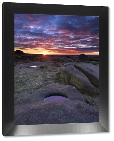 Higgor Tor Rocks sunrise. English Peak District. UK