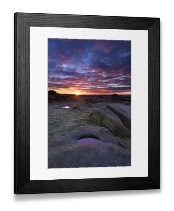 Framed Print : Higgor Tor Rocks sunrise. English Peak District. UK Framed Print : Higgor Tor Rocks sunrise. English Peak District. UK