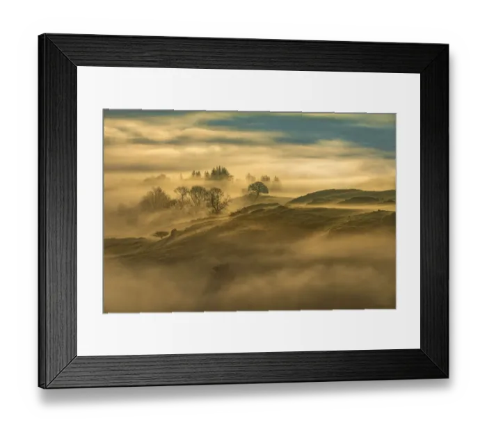 Framed Print : Sunrise above fog with a Lake District landscape, UK Framed Print : Sunrise above fog with a Lake District landscape, UK