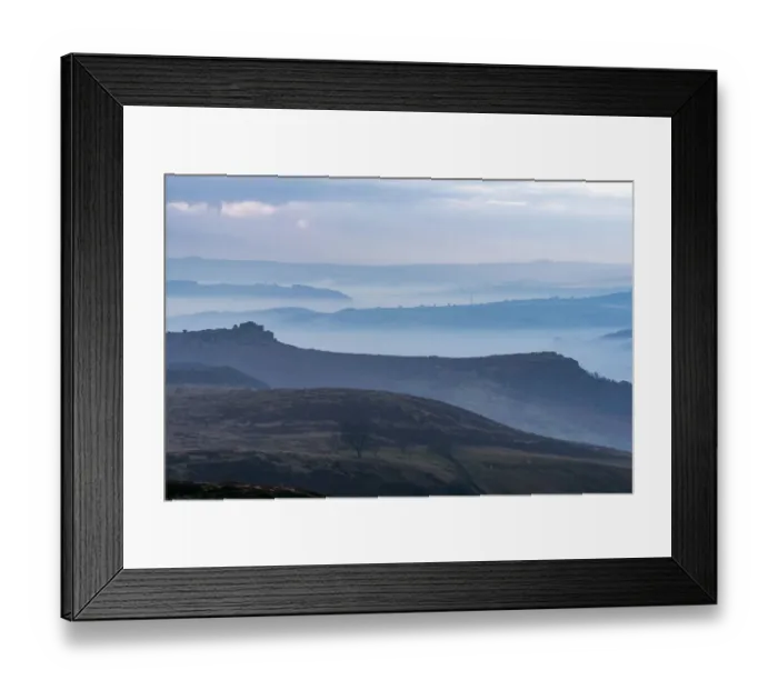 Framed Print : Layers of hills in the mist, Peak District National park, UK Framed Print : Layers of hills in the mist, Peak District National park, UK