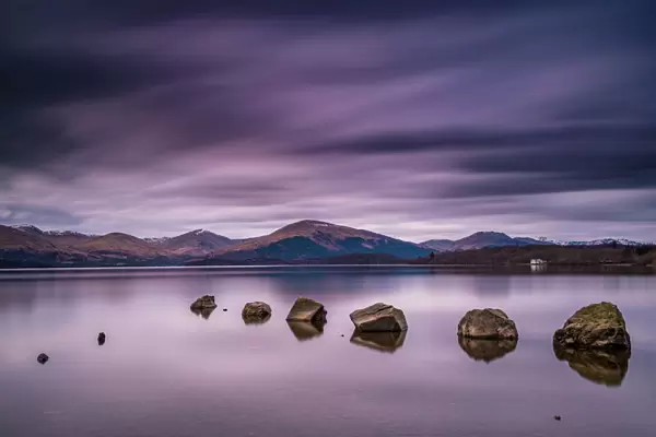 Loch Lomond, Milarrochy Bay rocks, Scottish Highlands. UK
