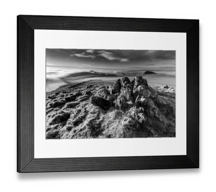 Framed Print : Peak District, black and white rocky landscape. UK Framed Print : Peak District, black and white rocky landscape. UK