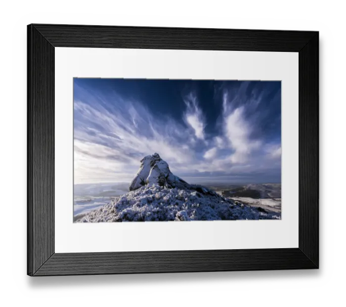 Framed Print : The Pinnacle of Ramshaw Rocks in winter, located between Buxton and Leek in the Peak District National park. UK Framed Print : The Pinnacle of Ramshaw Rocks in winter, located between Buxton and Leek in the Peak District National park. UK