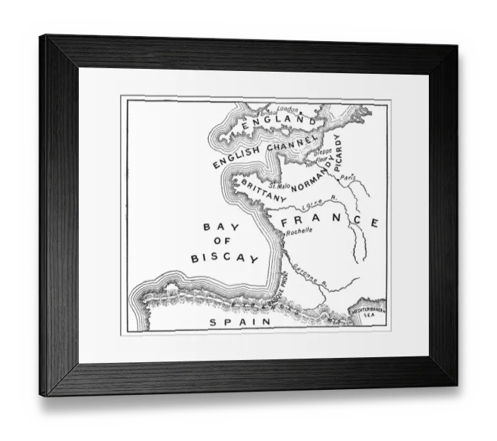 Framed Print : Antique Map of France - 19th Century Framed Print : Antique Map of France - 19th Century