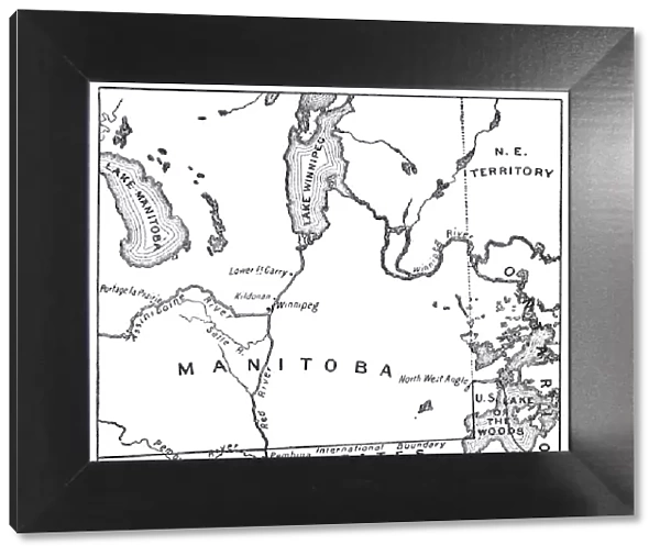 Antique Map of the New Province of Manitoba, Canada - 1870s
