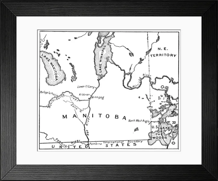 Framed Print : Antique Map of the New Province of Manitoba, Canada - 1870s Framed Print : Antique Map of the New Province of Manitoba, Canada - 1870s
