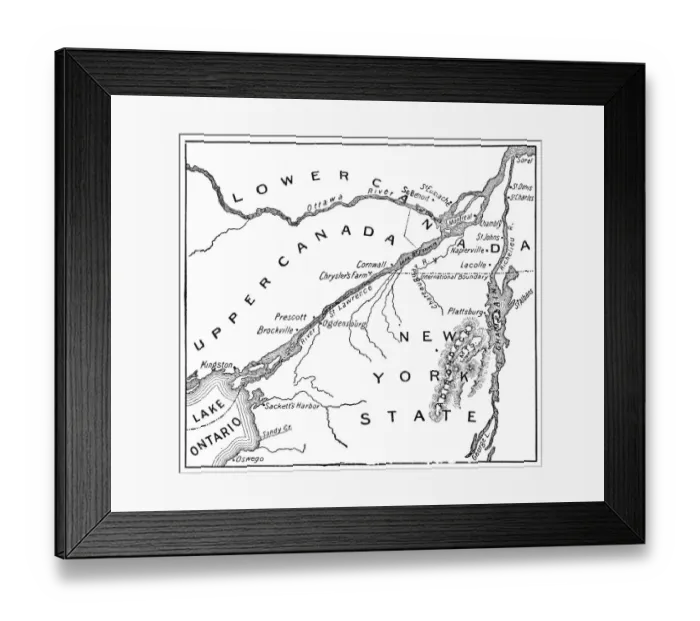 Framed Print : Antique Map of St. Lawrence Area during the War of 1812 - 19th Century Framed Print : Antique Map of St. Lawrence Area during the War of 1812 - 19th Century