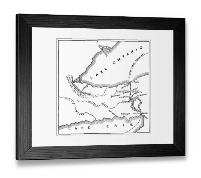 Framed Print : Antique Map of Niagara River Area during the War of 1812 - 19th Century Framed Print : Antique Map of Niagara River Area during the War of 1812 - 19th Century