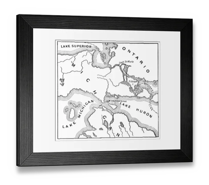 Framed Print : Antique Map of the Mackinac Island Area during the War of 1812 - 19th Century Framed Print : Antique Map of the Mackinac Island Area during the War of 1812 - 19th Century