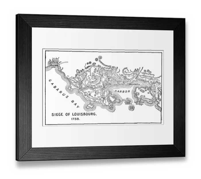 Framed Print : Antique Map of the Siege of Louisbourg - 18th Century Framed Print : Antique Map of the Siege of Louisbourg - 18th Century