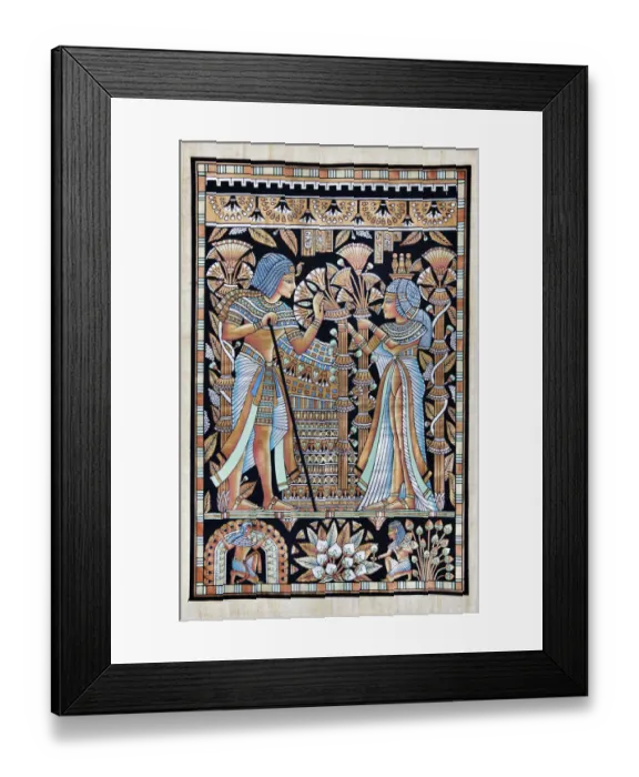 Framed Print : Papyrus Depicting Tutankhamun and His Wife Ankhesenamun Framed Print : Papyrus Depicting Tutankhamun and His Wife Ankhesenamun