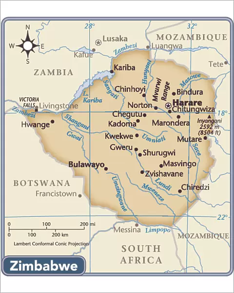 Zimbabwe country map