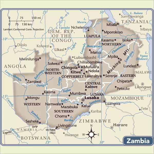 Zambia country map