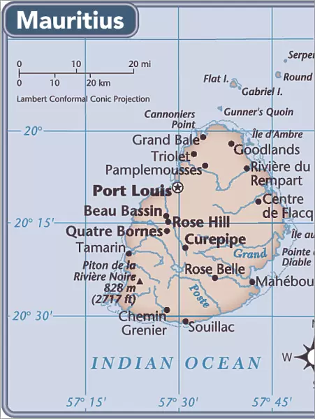 Mauritius country map