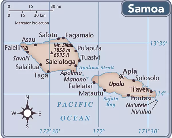 Samoa country map