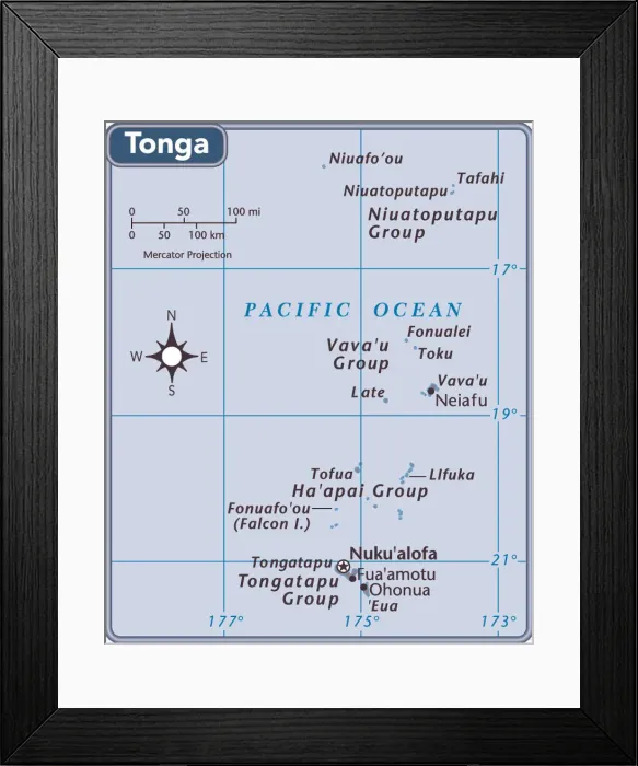 Framed Print : Tonga country map Framed Print : Tonga country map