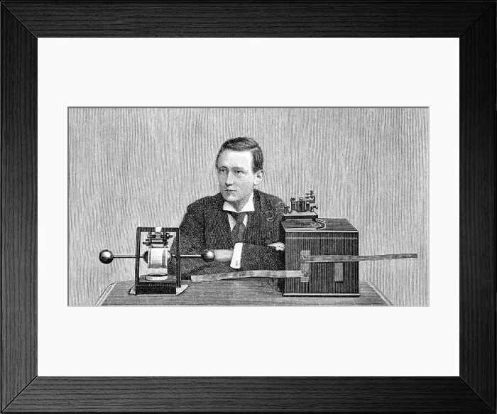 Framed Print : Guglielmo Marconi and his telegraph apparatus Framed Print : Guglielmo Marconi and his telegraph apparatus