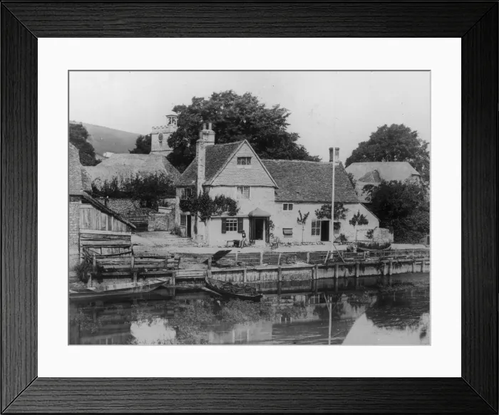 Framed Print : Riverside. 1859: The riverside at Streatley, Bedfordshire