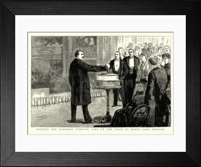 Framed Print : Cutting Of The Baddeley Cake, on stage Drury Lane Theatre Framed Print : Cutting Of The Baddeley Cake, on stage Drury Lane Theatre
