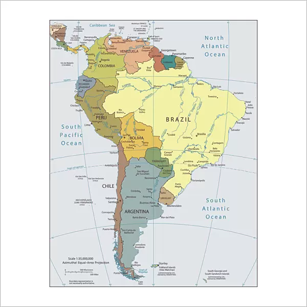 Political map of South America