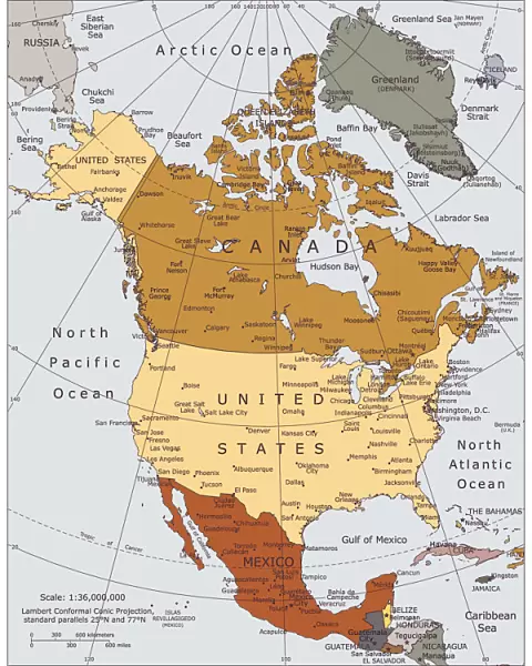 Political map of North America