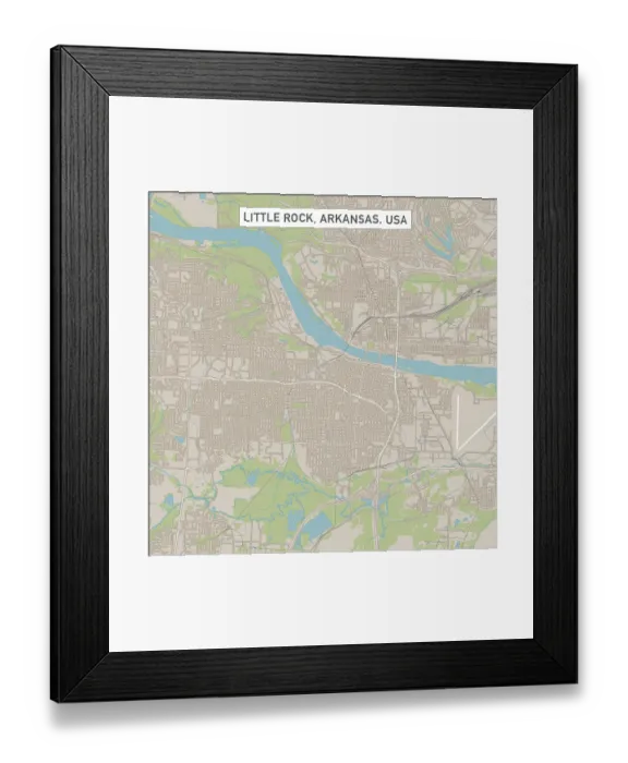 Framed Print : Little Rock Arkansas US City Street Map Framed Print : Little Rock Arkansas US City Street Map