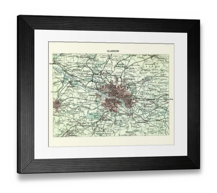 Framed Print : Antique map, Scotland, City of Glasgow 19th Century Framed Print : Antique map, Scotland, City of Glasgow 19th Century