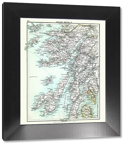 Antique map, Scotland, Jura, Mull, Argyll, Islay 19th Century