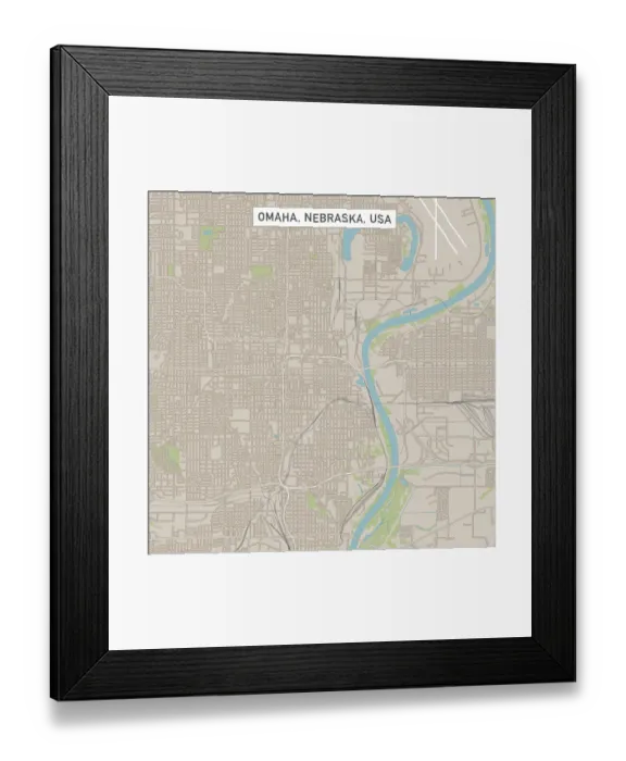 Framed Print : Omaha Nebraska US City Street Map Framed Print : Omaha Nebraska US City Street Map