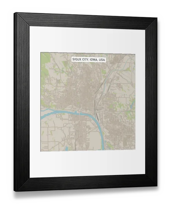 Framed Print : Sioux City Iowa US City Street Map Framed Print : Sioux City Iowa US City Street Map