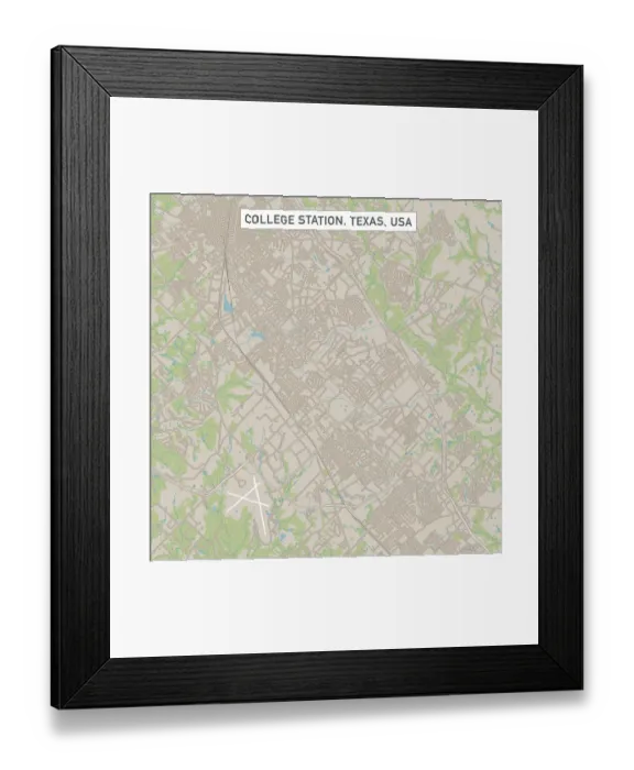 Framed Print : College Station Texas US City Street Map Framed Print : College Station Texas US City Street Map