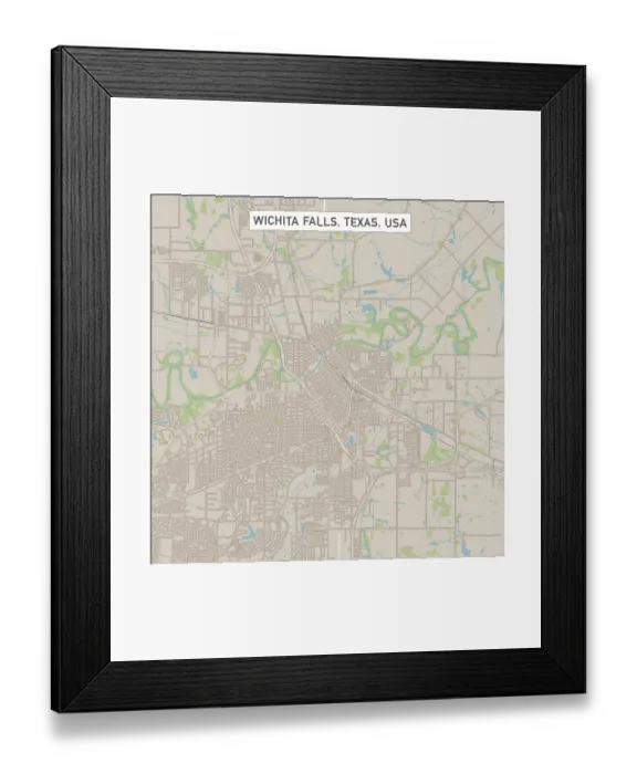 Framed Print : Wichita Falls Texas US City Street Map Framed Print : Wichita Falls Texas US City Street Map