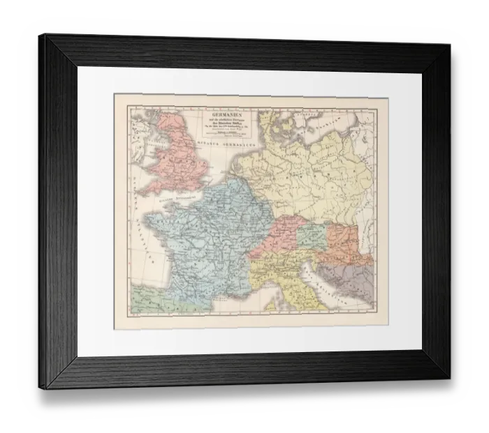 Framed Print : Map of Germannia, mid-2nd century AD, lithograph, published in 1897 Framed Print : Map of Germannia, mid-2nd century AD, lithograph, published in 1897