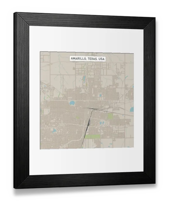 Framed Print : Amarillo Texas US City Street Map Framed Print : Amarillo Texas US City Street Map