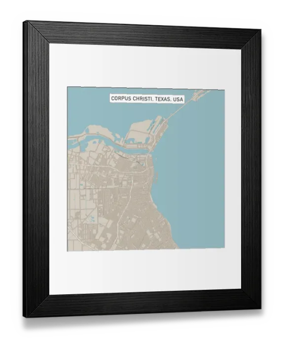 Framed Print : Corpus Christi Texas US City Street Map Framed Print : Corpus Christi Texas US City Street Map