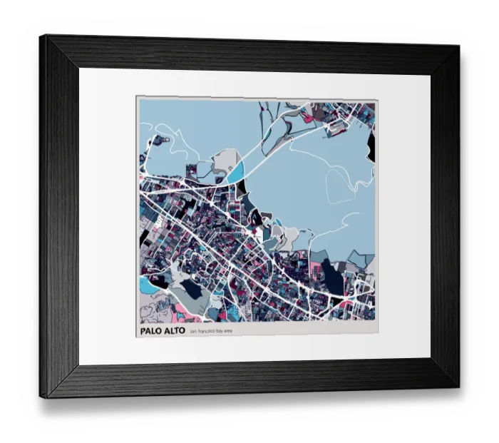 Framed Print : digital art map background, Palo alto city Framed Print : digital art map background, Palo alto city