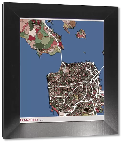 art illustration of San francisco city map