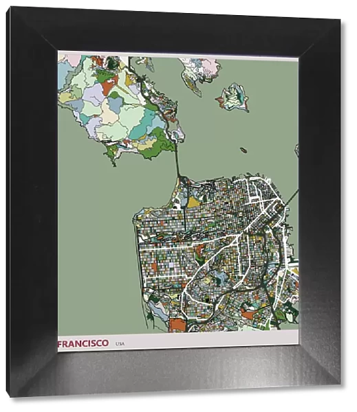 San francisco city art illustration map
