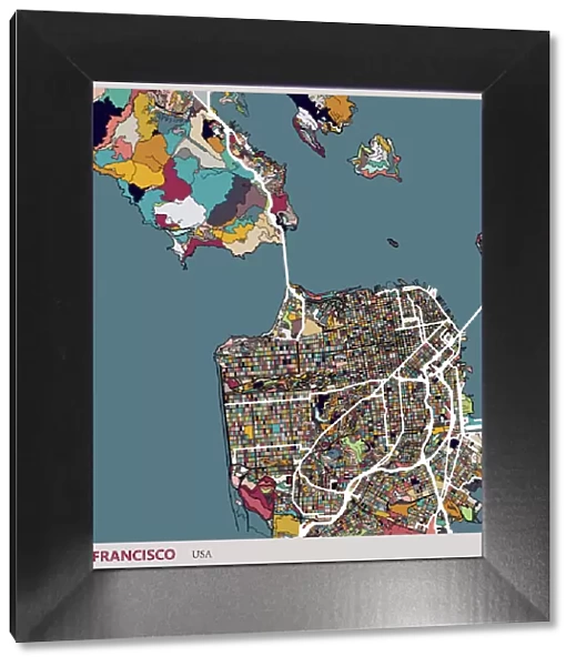 Illustration style map, San francisco city