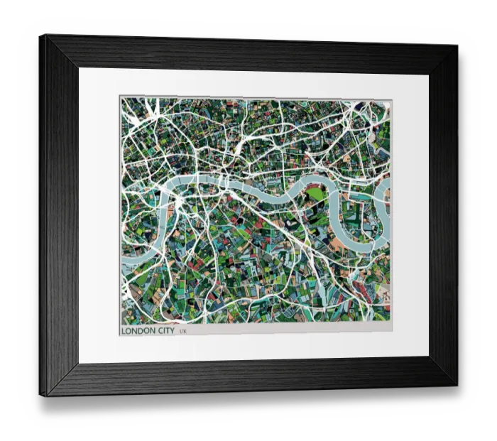 Framed Print : color lump style London city art map Framed Print : color lump style London city art map