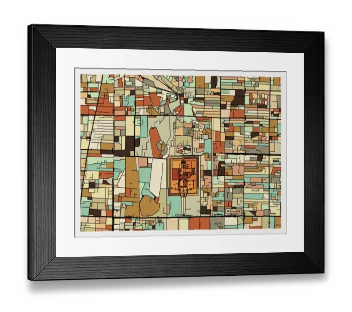 Framed Print : art map of Beijing city, point the Palace Museum Framed Print : art map of Beijing city, point the Palace Museum