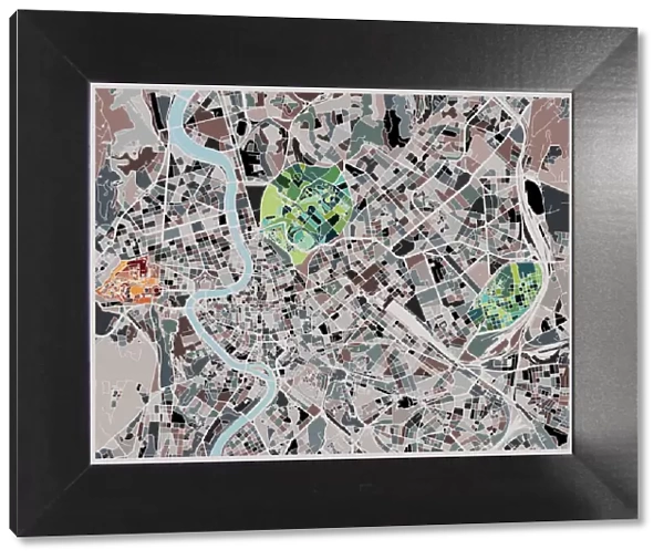 art illustration map of Roma city