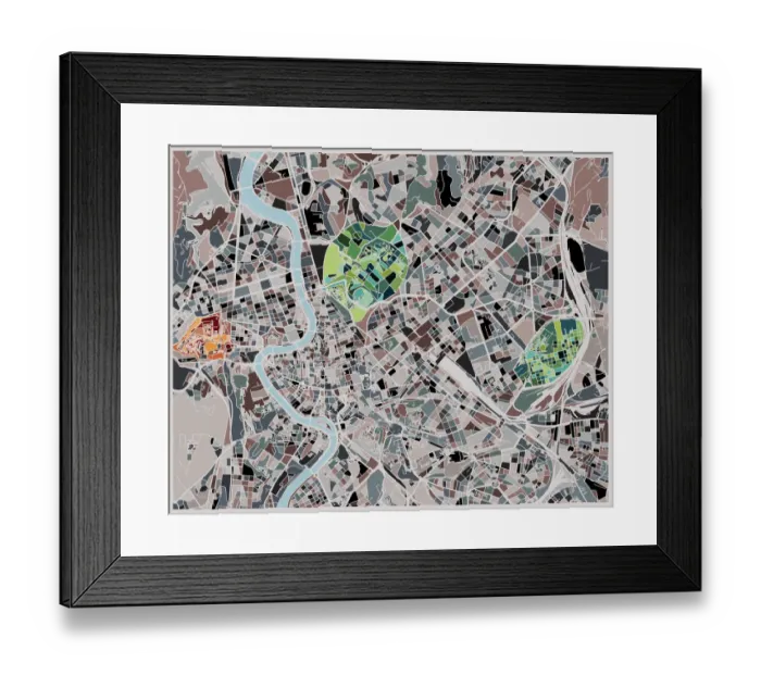 Framed Print : art illustration map of Roma city Framed Print : art illustration map of Roma city