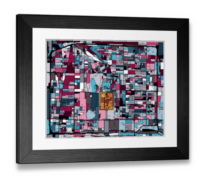 Framed Print : art map of Beijing city, point the Palace Museum Framed Print : art map of Beijing city, point the Palace Museum