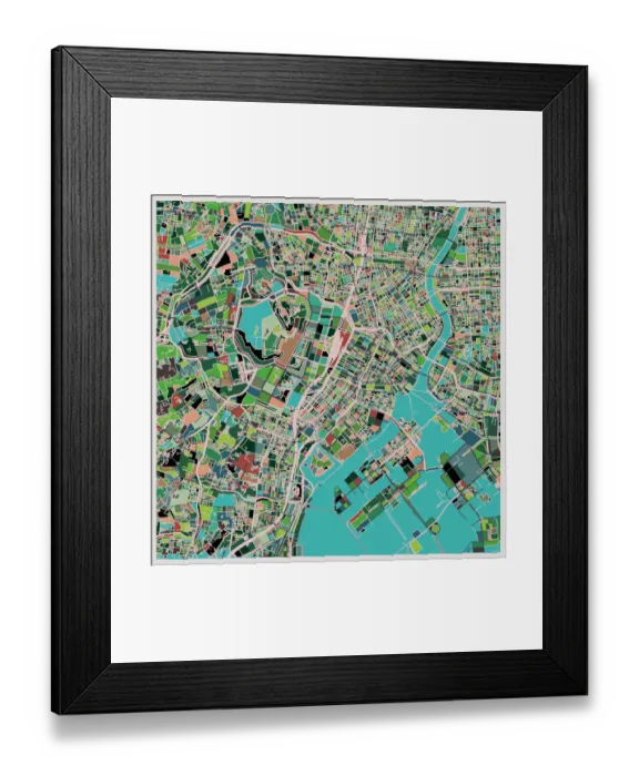 Framed Print : Tokyo art map for travel