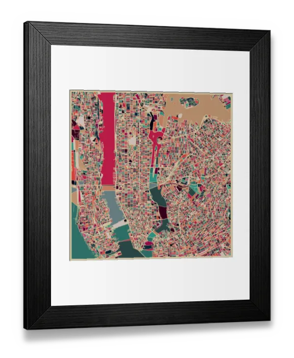 Framed Print : art map of New York city, Illustration background Framed Print : art map of New York city, Illustration background