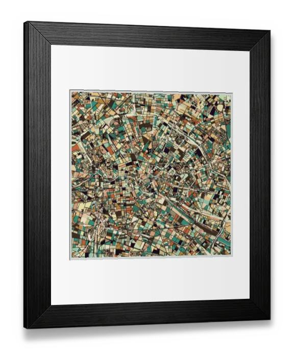 Framed Print : digital art ornate background, map of Berlin city Framed Print : digital art ornate background, map of Berlin city