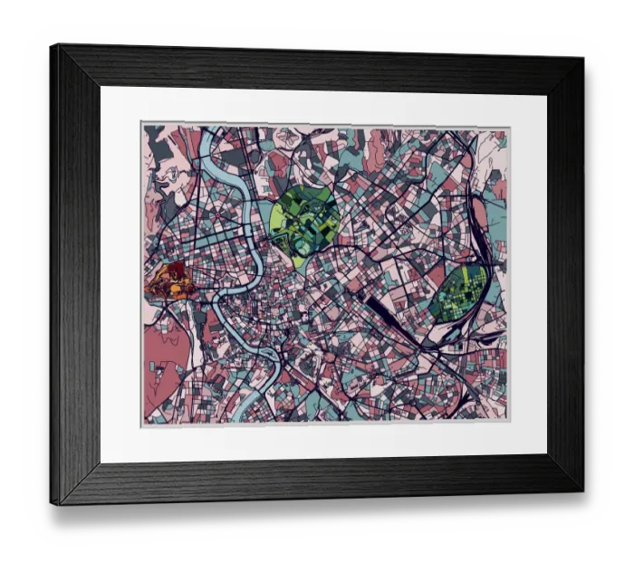 Framed Print : art illustration map of Roma city Framed Print : art illustration map of Roma city